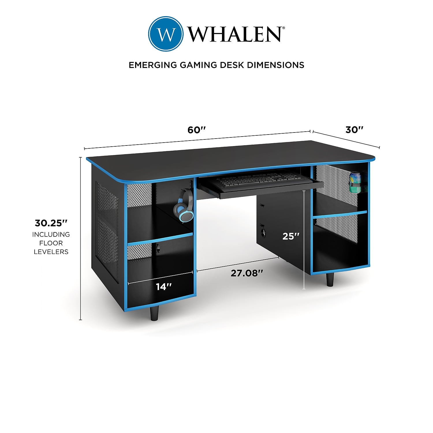 Whalen Emergent Gaming 60 Laminate Computer Desk SPUS EGDB
