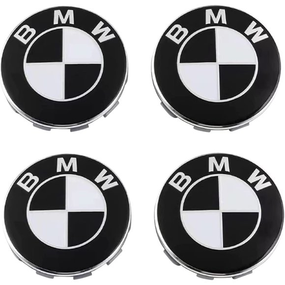 4 Pcs Auto Wheel Center Caps for BMW 68MM Rim Center Caps Wheel Center Badge Shape Decoration Accessories(black and white)