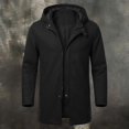 thumbnail image 5 of Ceisia Men's Solid Hooded Wool Blend Coat Zip Button Hybrid Windproof Long Sleeve Outerwear Gift, 5 of 8