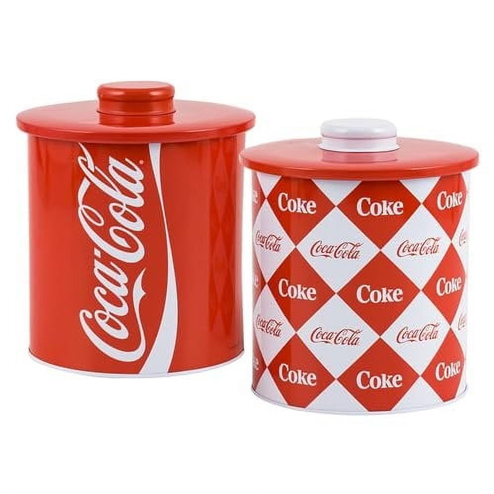 Coca-Cola Food Container Large Round Cylinder All Metal Locking