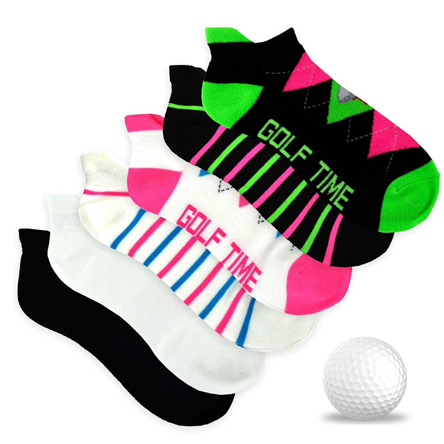 TeeHee Women's Golf Socks Low Cut Ankle Socks with Tab 6Pairs Assorted