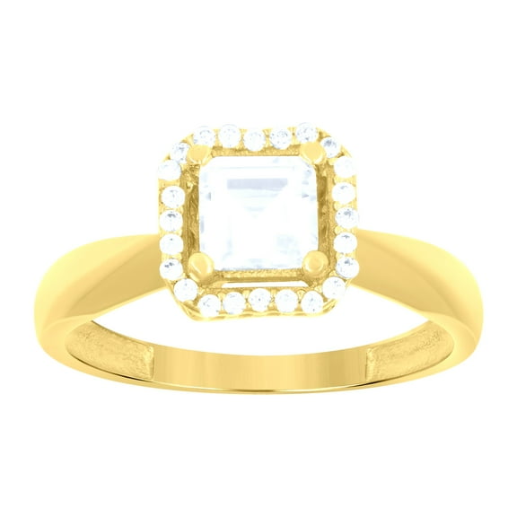 14k 14kt Yellow Gold Womens Cushion-Cut Round Cubic-Zirconia Fashion Ring
