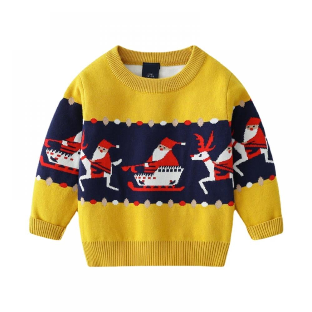 Toddler Boy Girl Christmas Sweater Knite Pullover Xmas Reindeer Elk Snowman Cartoon Sweatshirts Tops 