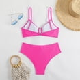 thumbnail image 5 of JIAYUE Women Swimsuit Sets V-Neck Solid Color Sleek Tankini With Cutouts Backless Spaghetti Strap Two Piece Bathing Hawaii Female Swimwear, 5 of 6
