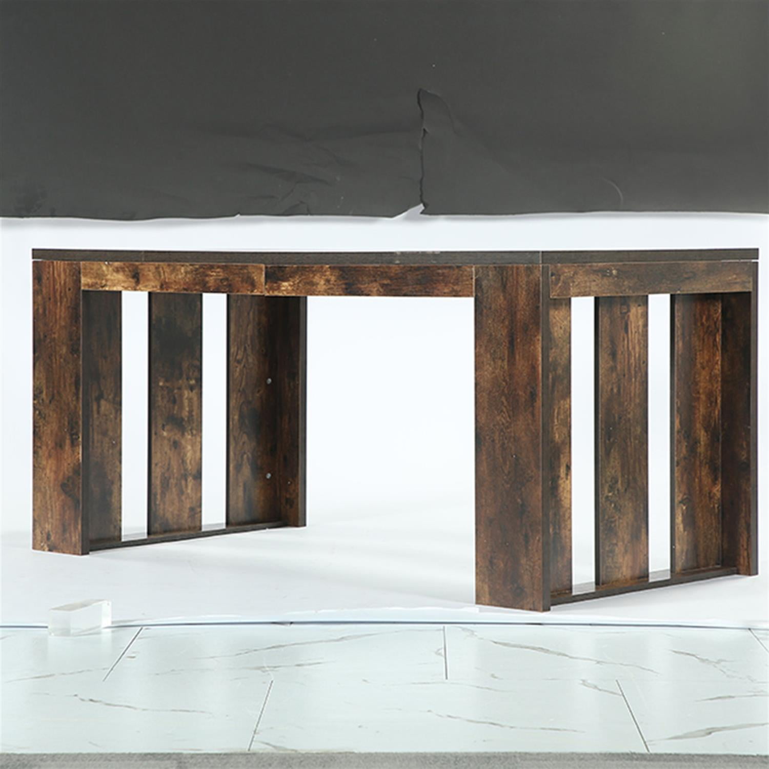 Demi Bonn Wood Kitchen Table, 63" Farmhouse Dining Table for 4-6 People, Large Rectangular Dinner Table for Dining Room, Home Office, Living Room Furniture, Brown