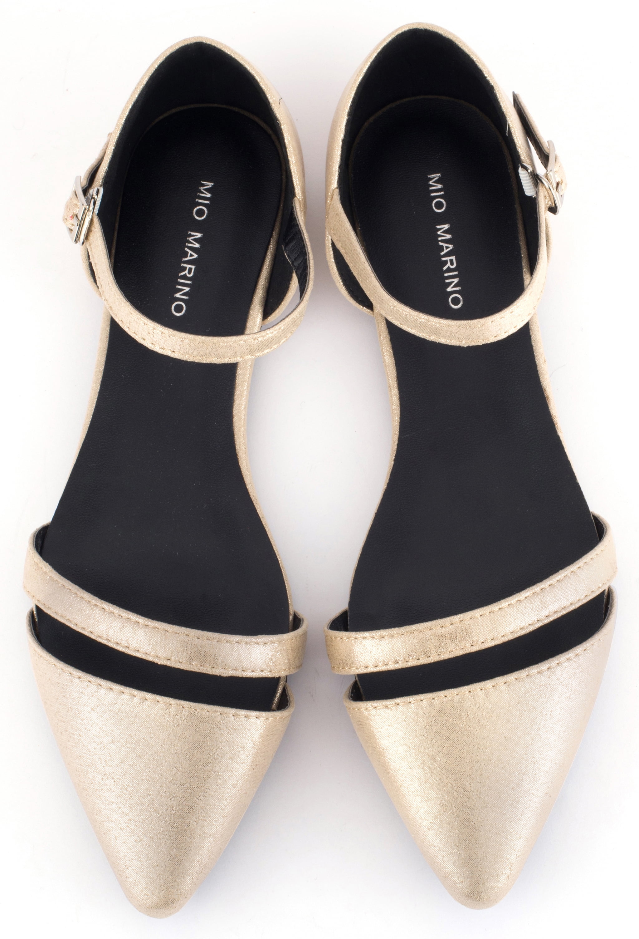 Mio Marino D'Orsay Pointed Toe Flats - Womens Ankle Strap Dress Shoes - Quick Release Buckle (Beige, 5.5)