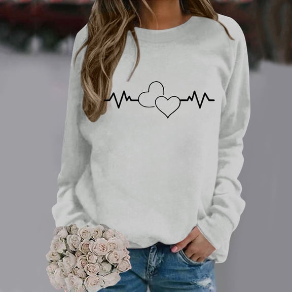 "Heartbeat Graphic Pullover Hoodie Sweatshirt For Casual Wear" Athletic Wear Hoodie Ladies Sweatshirts Pretty Sweater Women Women with Hood Winged Sweater Women Cute Long Sleeve Shirt Full Zip Women's