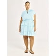 thumbnail image 2 of Scoop Women's Satin Mini Ruffle Dress with Cap Sleeves, Sizes XS-4X, 2 of 5