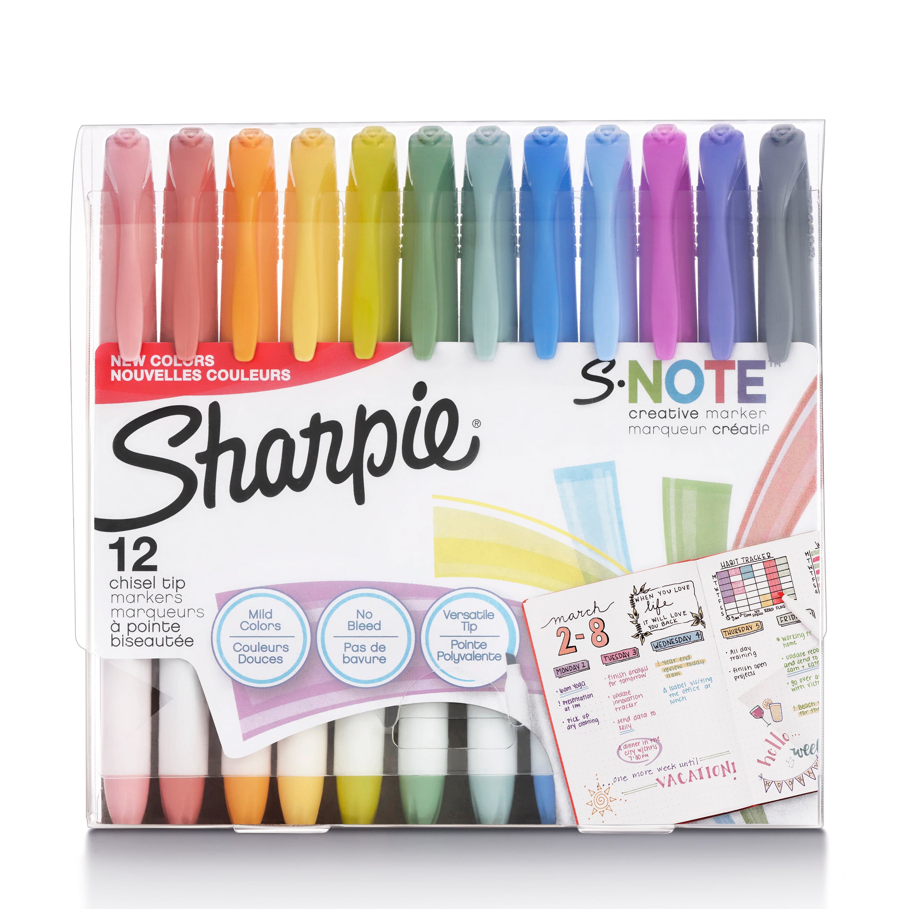 Sharpie S-Note Creative Markers Chisel Tip Assorted Colors 12 Count 