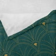 thumbnail image 4 of Ambesonne Art Deco Fleece Throw Blanket Teal Design Classic Scales 50"x60" Teal and Sand Brown, 4 of 5
