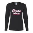 thumbnail image 2 of Wild Bobby Jesus Vibes Inspirational/Christian Women Graphic Long Sleeve Tee, Black, Small, 2 of 6