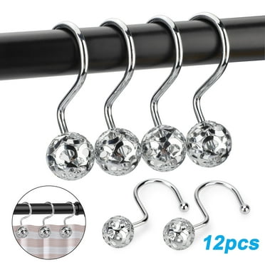 EEEkit 12pcs Shower Curtain Hooks, Rustproof Decorative Shower Curtain Rings for Bathroom