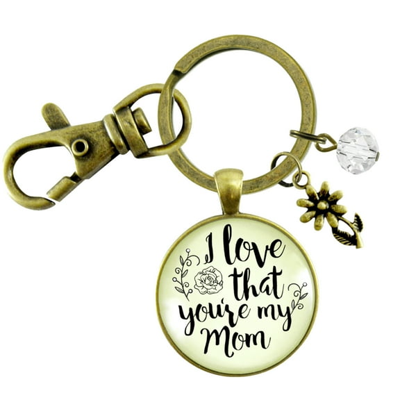 My Mom Gutsy Goodness Bronze Keychain I Love You Meaningful Quote Gift from Daughter