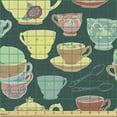 thumbnail image 2 of Ambesonne Tea Party Fabric by the Yard Upholstery, Vintage Teapots and Cups, 3 Yards, Multicolor, 2 of 5