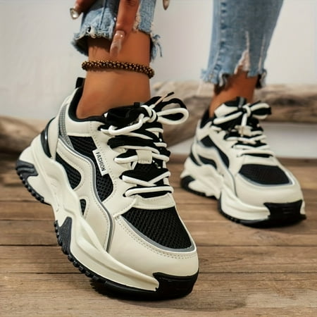 

XTMPMY Breathable and Stylish Women‘s Platform Sneakers for Outdoor Activities Lace Up Casual Shoes with Mesh Design Comfortable Low Top Shoes in Various Colors