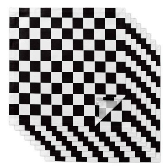 Boanket Simple Black White Checkered Cloth Napkins Set of 8, Holiday Napkins for Baby Shower, Lattice Buffalo Plaid Washable Reusable Dinner Napkins for Cocktail Wedding Party, 20 x 20 Inch