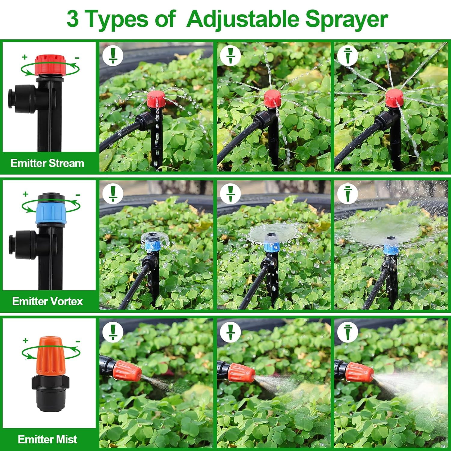 Kalolary 246FT Quick Connector Garden Watering System, Automatic Garden Watering System with 1/2" 1/4" Irrigation Tube Watering Drip Tubing Kits for Lawn Garden Greenhouse Flower Bed
