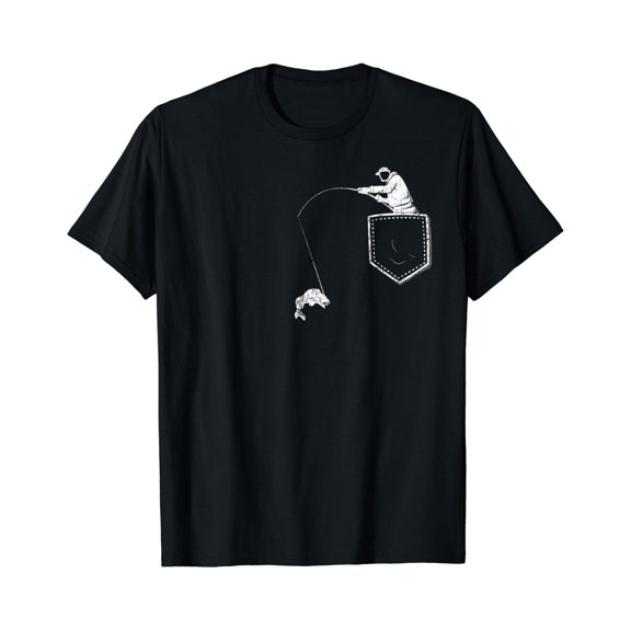 Funny Fisherman Fishing Pocket T Shirt For Father & Grandpa