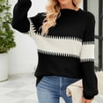 thumbnail image 4 of Lilgiuy Women's Casual Stripe Round Neck Sweater Color Block Top Streetwear, 4 of 4