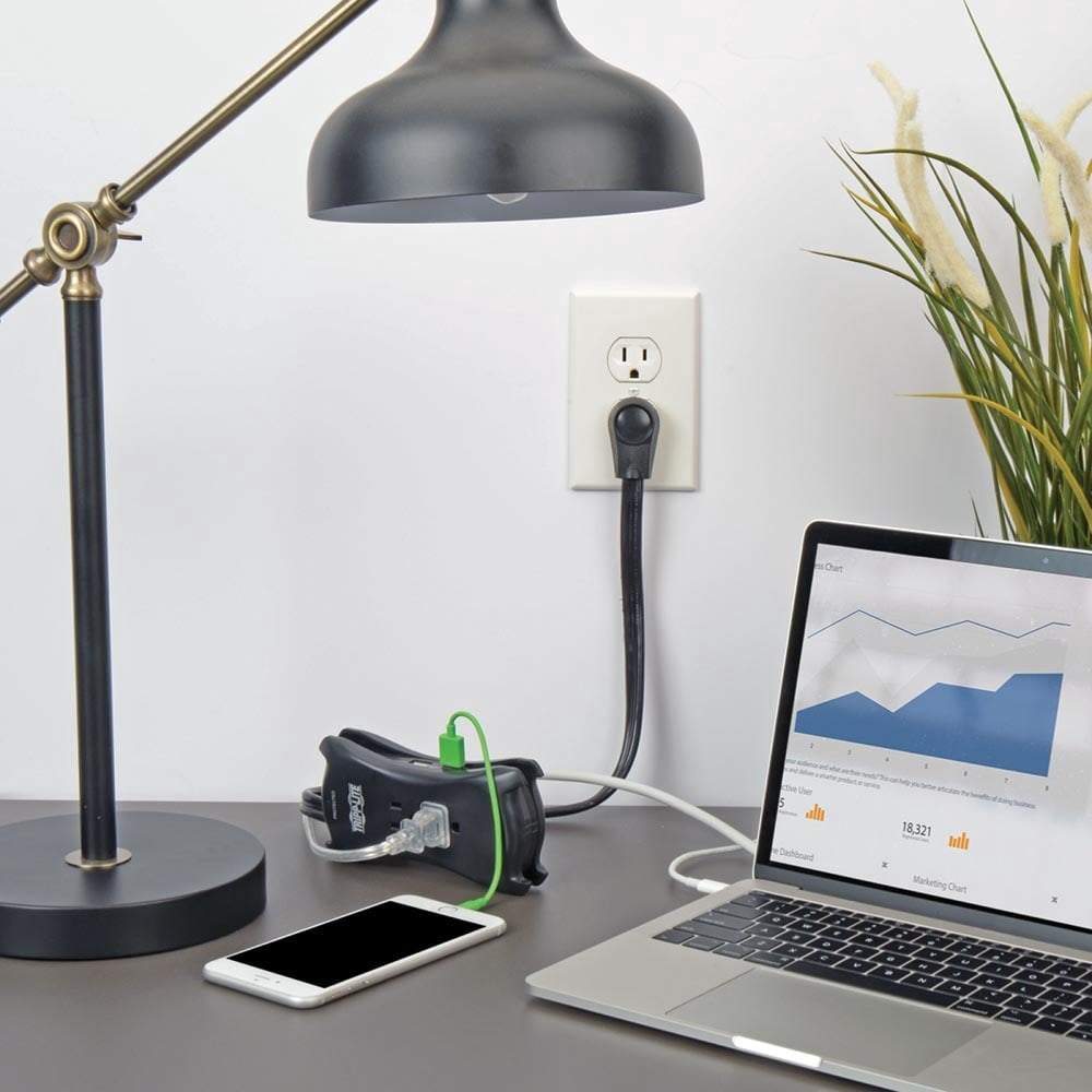 Tripp Lite Protect It! 3-Outlet Travel-Size Surge Protector w/ 2 USB Ports