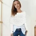 thumbnail image 3 of Soumake Knitted Cable Wrap with Sleeves Solid Color Hollow Twist Crochet Pattern Women Shawl Scarf Bohemian Style Sweater Scarf, 3 of 5