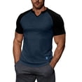 thumbnail image 6 of Fewfanhot Men's Slim Fit Raglan Sleeve Notch Neck T-Shirt, Ribbed Knit Color Block Casual Top, Breathable Fashion Tee for Men, S-3XL, 6 of 9
