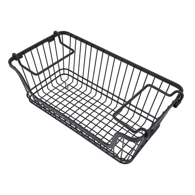 Freezer Organizer Basket, 30lb Load Bearing Stackable Space Saving Wire Storage Basket Open Front with Foldable Handle for Fruit