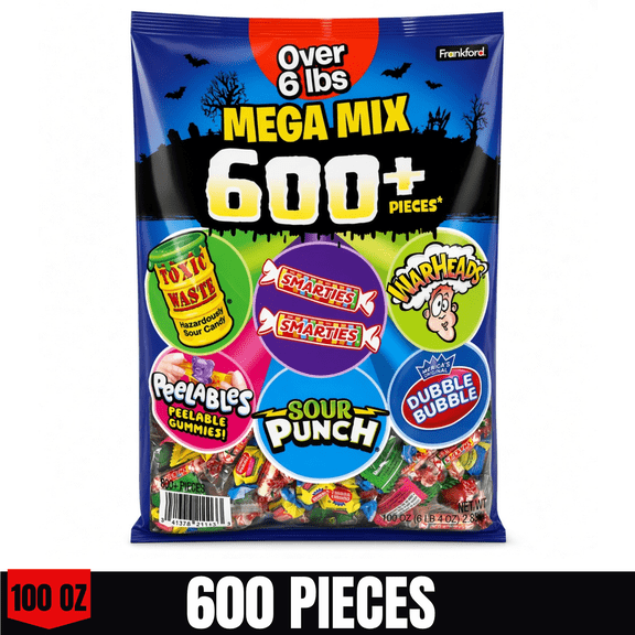 Frankford Mega Mix Halloween Candy Variety Pack, 600 Pieces