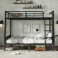 thumbnail image 2 of New Full XL Over Queen Metal Bunk Bed with Ladder and Slats Support for Adults Teens, Black, 2 of 8