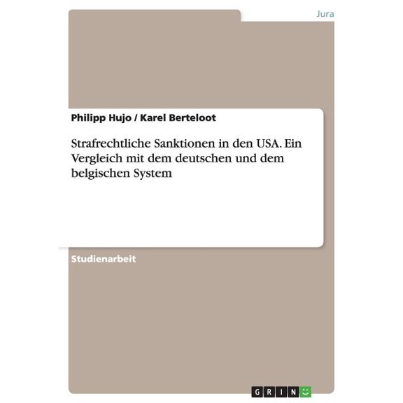 Strafrechtliche Sanktionen in den USA. Ein Vergleich mit dem deutschen und dem belgischen System (Paperback)