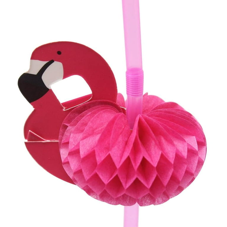 Honeycomb Flamingo Straws Plastic Straw Cards Party Decoration Styling Paper Straws, Size: 45 in