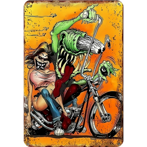 Placa Metal Vintage Rat Fink Pintura Hierro Rectangular Del Pared 20x30cm