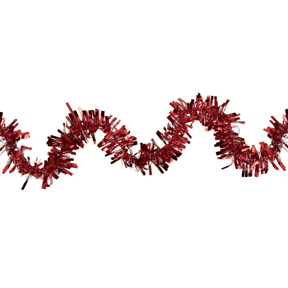 Northlight Boa Wide Cut Tinsel Commercial Christmas Garland - 50' x 3" - Red - Unlit
