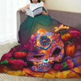 thumbnail image 6 of Pofeuu Vintage Patterned Skull Print Ultra-Soft Micro Fleece Blanket,for Bed Or Sofa,All Season Throw Blankets Flannel Blanket-40"x30", 6 of 7
