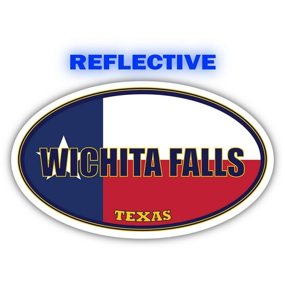 Wichita Falls City Texas State Flag | TX Flag Wichita County Oval State Colors Reflective Sticker Car Decal 3x5 inches