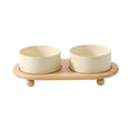 thumbnail image 2 of Cuencos de alimentación para gatos elevados, cuencos de cerámica para gatos, cuencos para perros, juego de comederos, cuencos para mascotas de gres ce beige, 2 of 9