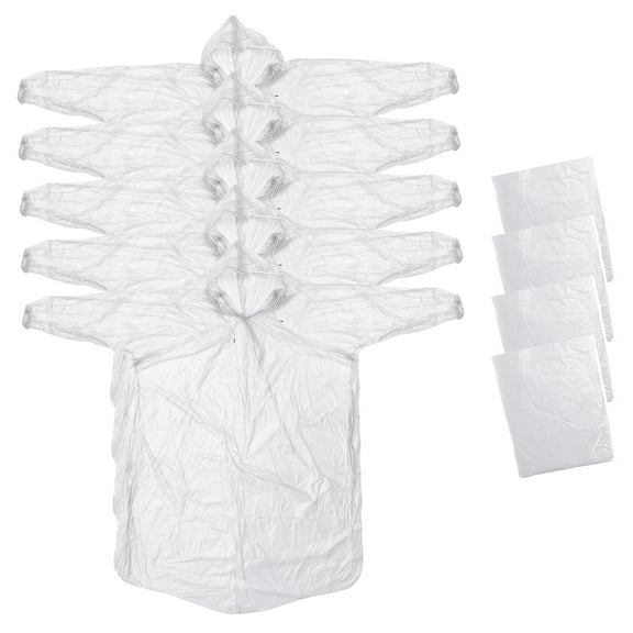 Uxcell Rain Ponchos, 4 Pack Disposable Rain Coat for Hiking Outdoor Activities, White