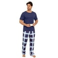 thumbnail image 3 of Men's short-sleeved long pants casual check home wear set that can be worn outside, 3 of 4