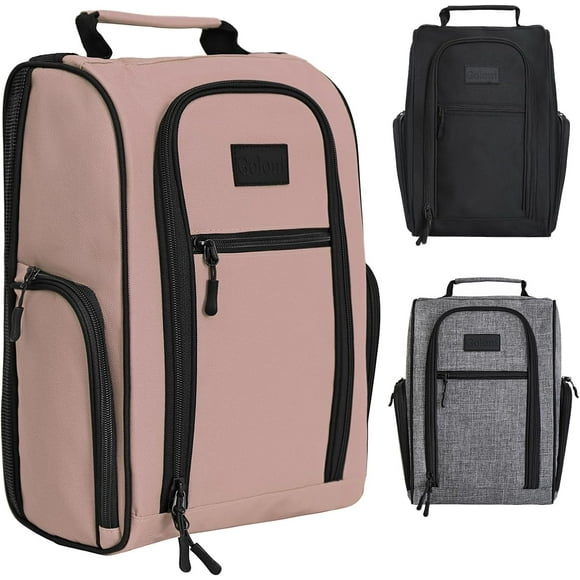 TRAHOO-Golf Shoe Bag For Men Women Travel Shoe Bag Sport Shoe Carrier Bags with Side Accessory Pockets for Socks, Tees, Golf Balls, Light Pink, Golf