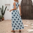 thumbnail image 4 of Women's belted waist printed V-neck sleeveless slit dress, 4 of 5