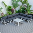thumbnail image 3 of LeisureMod Chelsea 7-Piece Outdoor Patio Conversation Set in Weathered Grey Aluminum with Coffee Table & Cushions In Black, 3 of 13