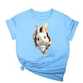 thumbnail image 1 of Tops de Cuello Alto para las Mujeres Amante Impreso Camiseta Cuello Redondo Manga Corta, Poliéster Spandex, 1 of 6