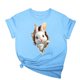 thumbnail image 1 of Tops de Cuello Alto para las Mujeres Amante Impreso Camiseta Cuello Redondo Manga Corta, Poliéster Spandex, 1 of 6