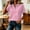 Pink, variant on Women’s Fashion Casual Plaid Print Patchwork Sleeve Polo Neck Short Top for Daily Wear Work, S