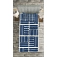 thumbnail image 3 of Ambesonne Navy Blue Quilted Bedspread Set 2 Pcs, Stripes in Squares, Twin Size, Night Blue and White, 3 of 3