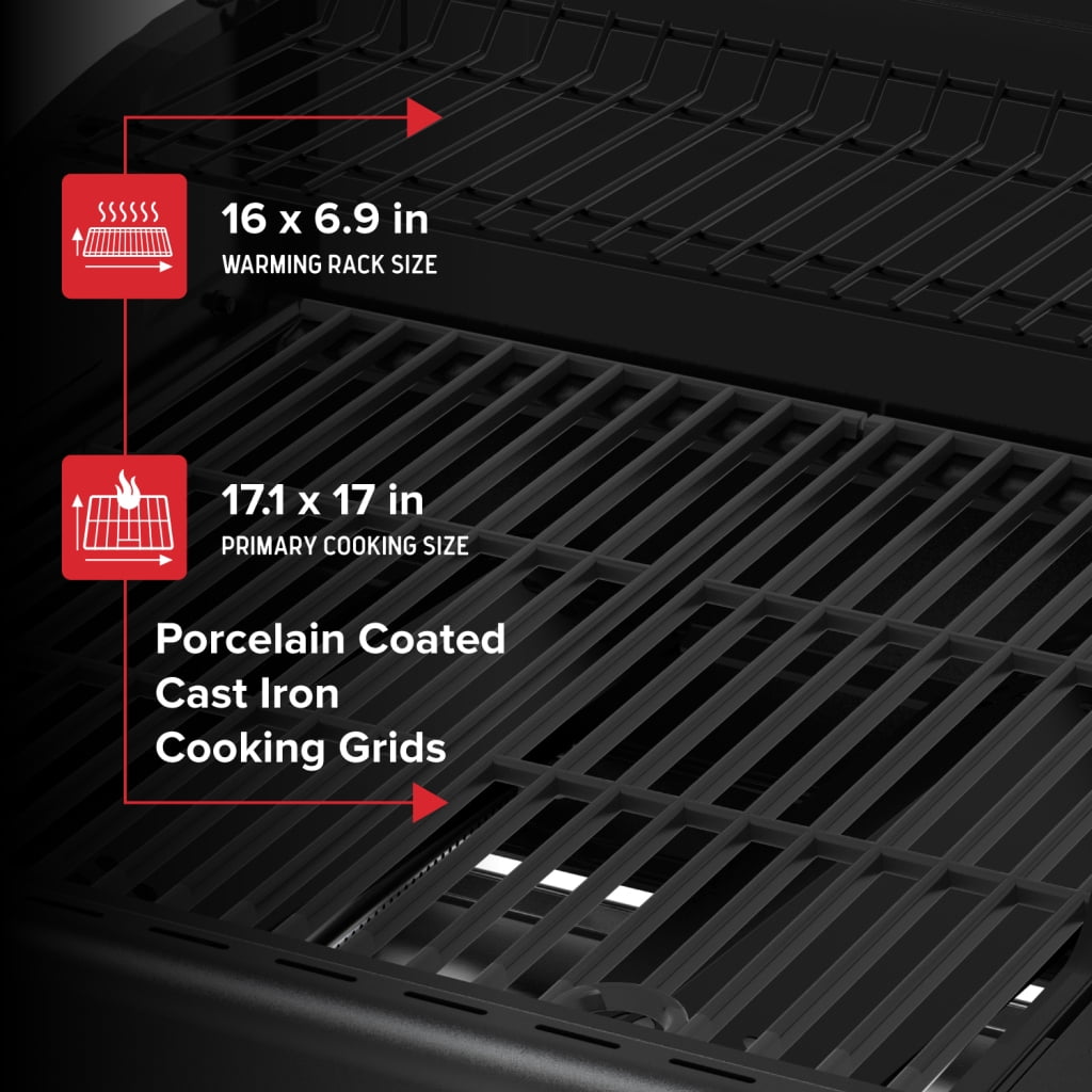 Nexgrill Deluxe 2-Burner Gas Grill with 401 SQ In Grate, 28000 BTUs, Heavy Duty Steel Frame & Foldable Side Table, Propane BBQ Grill for Outdoor Cooking, Patios, Backyards and More - 720-0864RD