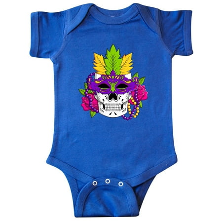 

Inktastic Mardi Gras Skull with Masquerade Mask Gift Baby Boy or Baby Girl Bodysuit