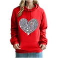 thumbnail image 4 of Tao Tao Cute Hoodies For Women Glitter Heart Printed Hoodies Shirt Long Sleeve Hooded Sweatshirts With Pocket Valentine's Day Top Red S, 4 of 4