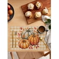 thumbnail image 2 of Orange Pumpkin Placemats Set of 1 Thanksgiving Autumn Watercolor Yellow Striped Heat Insulation Washable Place Mats, Rustic Non-Slip Table Mats for Dining Table Party Kitchen Decor,13x19 Inch, 2 of 4