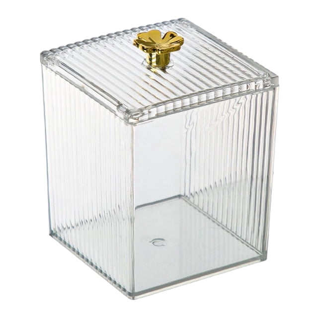 Porta discos de algodón, labiales, organizadores de tocador, dispensador transparente, caja para almohadillas de cosméticos 1 cuadrícula